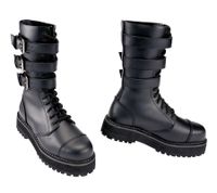 Markante Brandit Unisex Plateau Phantom Boots Echtleder Stiefel Schnür-Boots 2. Wahl – kleine Schönheitsfehler Ranger-Stiefel Schwarz