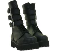 Markante Brandit Unisex Plateau Phantom Boots Echtleder Stiefel Schnür-Boots 2. Wahl – kleine Schönheitsfehler Ranger-Stiefel Schwarz