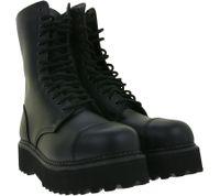 Markante Brandit Unisex Plateau Phantom Boots Echtleder Stiefel Schnür-Boots 2. Wahl – kleine Schönheitsfehler Ranger-Stiefel Schwarz