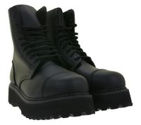 Markante Brandit Unisex Plateau Phantom Boots Echtleder Stiefel Schnür-Boots 2. Wahl – kleine Schönheitsfehler Ranger-Stiefel Schwarz