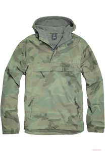 leichter Brandit Fleece Pull Over Windbreaker mit Kapuze Olive Camo