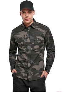 Chemise de travail Brandit Slim robuste en coton camouflage foncé