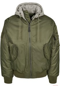 klassische Brandit Herren MA1 Bomberjacke mit Kapuze Oliv/Grau