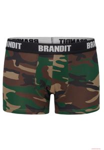 Comodi boxer da uomo Brandit con logo, confezione da 2, in cotone, colore nero Woodland.