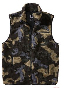 warm Brandit men's teddy fleece vest dark camo