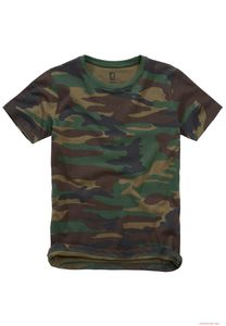 Camiseta infantil cómoda de Brandit, de algodón, estampado Woodland.