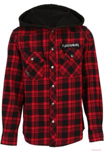 markantes Brandit Iron Maiden Checkshirt mit Kapuze Eddy Rot Schwarz