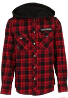 markantes Brandit Iron Maiden Checkshirt mit Kapuze Eddy Rot Schwarz