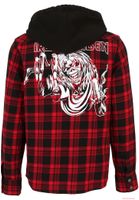 markantes Brandit Iron Maiden Checkshirt mit Kapuze Eddy Rot Schwarz