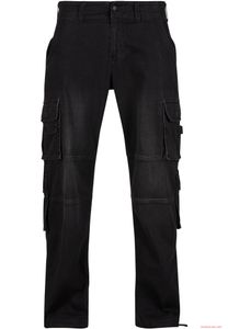 Modern Brandit men's denim cargo trousers, black
