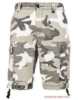 Short cargo vintage Brandit, bermuda d'été style militaire, en coton B2002-00378, camouflage vert/gris