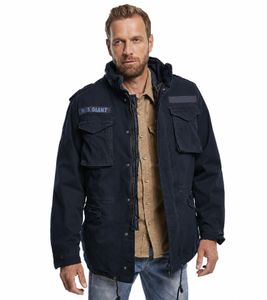Build Your Brand M65 Giant Men's Field Jacket – Cotton jacket with removable inner jacket and hood (B3101 Navy Blue)