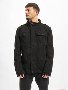 Stylish Brandit Britannia Men's Cotton Field Jacket with Stand-Up Collar and Hood B3116 Black