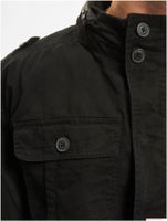 Stylish Brandit Britannia Men's Cotton Field Jacket with Stand-Up Collar and Hood B3116 Black