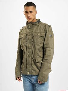 Giacca da campo da uomo Brandit Britannia, in cotone, con collo alto e cappuccio, B3116 Verde oliva