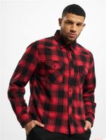 Camicia classica in flanella a quadri Brandit, modello da boscaiolo a maniche lunghe da uomo, B4002, rosso/nero