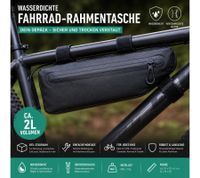 Wasserdichte Fahrrad-Rahmentasche mit verschweißten Nähten ca. 2 Liter Robuste Bikepacking Tasche für MTB, Trekking- & Rennrad A0001294 Schwarz
