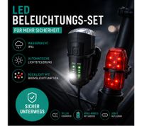 LED Fahrrad-Beleuchtungs-Set mit automatischer Lichtsteuerung Frontscheinwerfer & Rücklicht USB-C 70 Lux A0008349 Schwarz