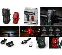 LED Fahrrad-Beleuchtungs-Set mit automatischer Lichtsteuerung Frontscheinwerfer & Rücklicht USB-C 70 Lux A0008349 Schwarz