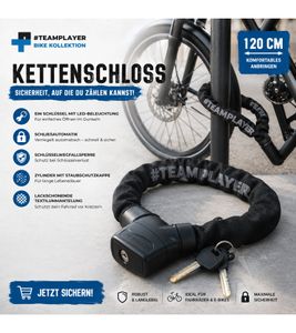 Candado de cadena para bicicleta con 2 llaves, accesorio para bicicleta, aprox. 120 cm, A0008346, negro
