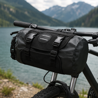 Sacoche de guidon étanche pour vélo avec sangles Velcro, volume total env. 9 L, A0001919, Noir