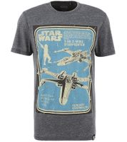 T-shirt pour homme RE:COVERED x STAR WARS X-Wing Starfighter – Gris (motif sur le devant, coton, manches courtes, AKSTW2214)
