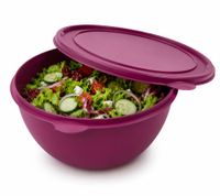 Práctico recipiente para alimentos de 8 litros con tapa – Bol grande de plástico para guardar ensaladas, fruta y comida morado