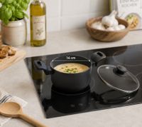 Mini pentola in alluminio Accademia Mugnano da 16cm con coperchio in vetro – Antiaderente – Made in Italy – Nero