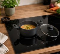 Mini pentola in alluminio Accademia Mugnano da 16cm con coperchio in vetro – Antiaderente – Made in Italy – Nero