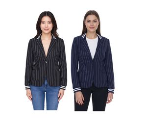 AjC Blazer Damen Business-Jacke mit Ein-Knopf-Verschluss Blazer Anzug-Jacke in Schwarz oder Navy