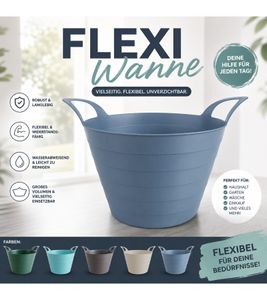 Bac flexible pratique de 30 litres avec poignées de transport ergonomiques, utilisable également comme panier de jardin ou panier à linge. Dimensions approximatives : 54 x 42 x 36 cm. Coloris non disponible.