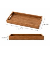 Plateau en bois de manguier avec poignées, planche à découper, plateau petit-déjeuner, 34 x 16 x 3,5 cm, 126840, marron