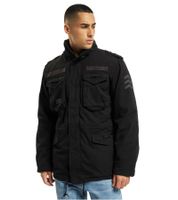 Rugged Brandit M65 Giant Men's Field Jacket (Model B3101) – a cotton transitional jacket with a hood, available in Black or Navy Blue.