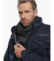 Rugged Brandit M65 Giant Men's Field Jacket (Model B3101) – a cotton transitional jacket with a hood, available in Black or Navy Blue.
