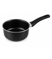 accademia mugnano Mini-Stielkasserolle 14 cm – Aluminium Antihaftbeschichtung Mini-Stieltopf mit Griff Made in Italy Schwarz