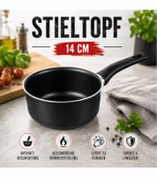 accademia mugnano Mini-Stielkasserolle 14 cm – Aluminium Antihaftbeschichtung Mini-Stieltopf mit Griff Made in Italy Schwarz