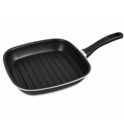accademia mugnano Mini-Bratpfanne Grillpfanne 18 x 20 cm Aluminiumguss Antihaftbeschichtung Made in Italy Schwarz