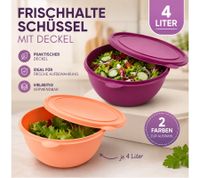 Practical 4-liter food storage bowl with lid round plastic bowl for storing food available in 2 colors orange/purple