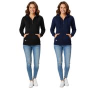 alltagstaugliche Helly Hansen Damen Sweat-Jacke mit Kapuze Zip-Hoodie mit Taschen 280 g/m² 79217 in Schwarz oder Dunkelblau