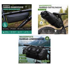 Wasserdichte Fahrradtasche für MTB, Trekking- & Rennrad Bike-Tasche Fahrrad-Organizer Schwarz