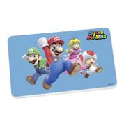 Planche à petit-déjeuner Super Mario avec Mario, Luigi, la Princesse Peach et Toad, 23,5 cm x 14 cm, en mélamine bleue