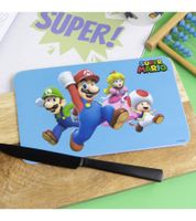 Planche à petit-déjeuner Super Mario avec Mario, Luigi, la Princesse Peach et Toad, 23,5 cm x 14 cm, en mélamine bleue