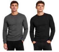 lässiges Merchcode Herren Sweatshirt Baumwoll-Pullover Rundhlas-Sweater 210 g/m² in Anthrazit und Schwarz