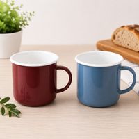 Classic KRÜGER Enamel Mug 350 ml 8 cm – Durable drinking mug made of enamelled steel – Heat-resistant – Food-safe – Petrol Blue/White or Bordeaux/White