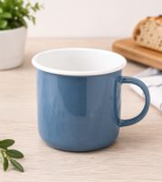 Classic KRÜGER Enamel Mug 350 ml 8 cm – Durable drinking mug made of enamelled steel – Heat-resistant – Food-safe – Petrol Blue/White or Bordeaux/White