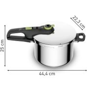Tefal Secure Trendy Pressure Cooker (6L) with 2-level cooking regulator (Intensive: 117°C, Gentle: 112°C), induction-compatible encapsulated base (suitable for all stovetops), stainless steel pot (P2580703) – Silver