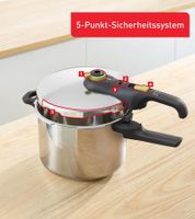 Tefal Secure Trendy Pressure Cooker (6L) with 2-level cooking regulator (Intensive: 117°C, Gentle: 112°C), induction-compatible encapsulated base (suitable for all stovetops), stainless steel pot (P2580703) – Silver