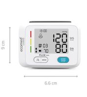 Misuratore di pressione sanguigna da polso ecomed by medisana BW-83E con display LCD di facile lettura che mostra pressione sistolica e diastolica, pulsazioni, data e ora. Misuratore di pressione digitale 23717 Bianco