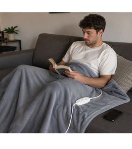 Sanitas SHD 76 Heated Blanket with 6 Temperature Settings – Cozy Blanket 180x130cm, 100-110W, Light Grey