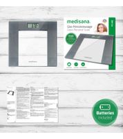 Bilancia pesapersone digitale in vetro Medisana PS 400 – Bilancia precisa con ampio display LCD, vetro di sicurezza, funzione "step-on" e portata di 150 kg (Trasparente/Bianco)